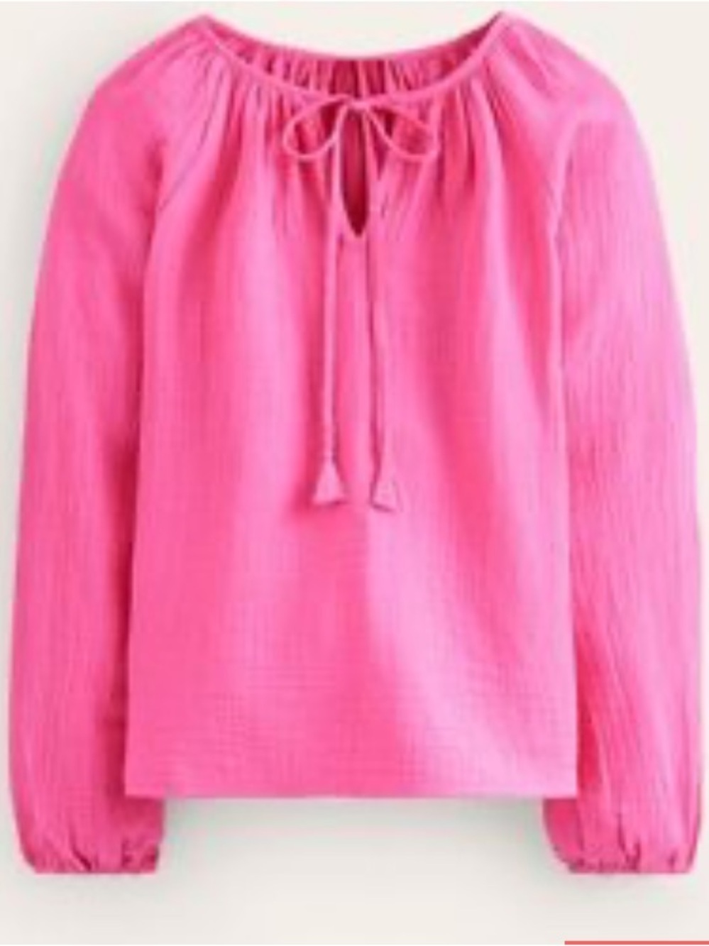 Boden Doublecloth Blouson Sleeve Top Pink Vacation Top Coastal